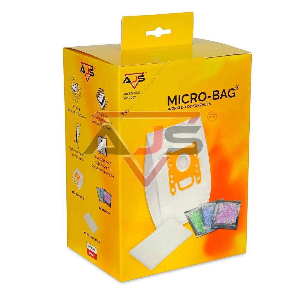 AJS Micro S-BAG - sáčky pro vysavače Bosch , Siemens - 12 ks + 1x filtr + 3x vůně