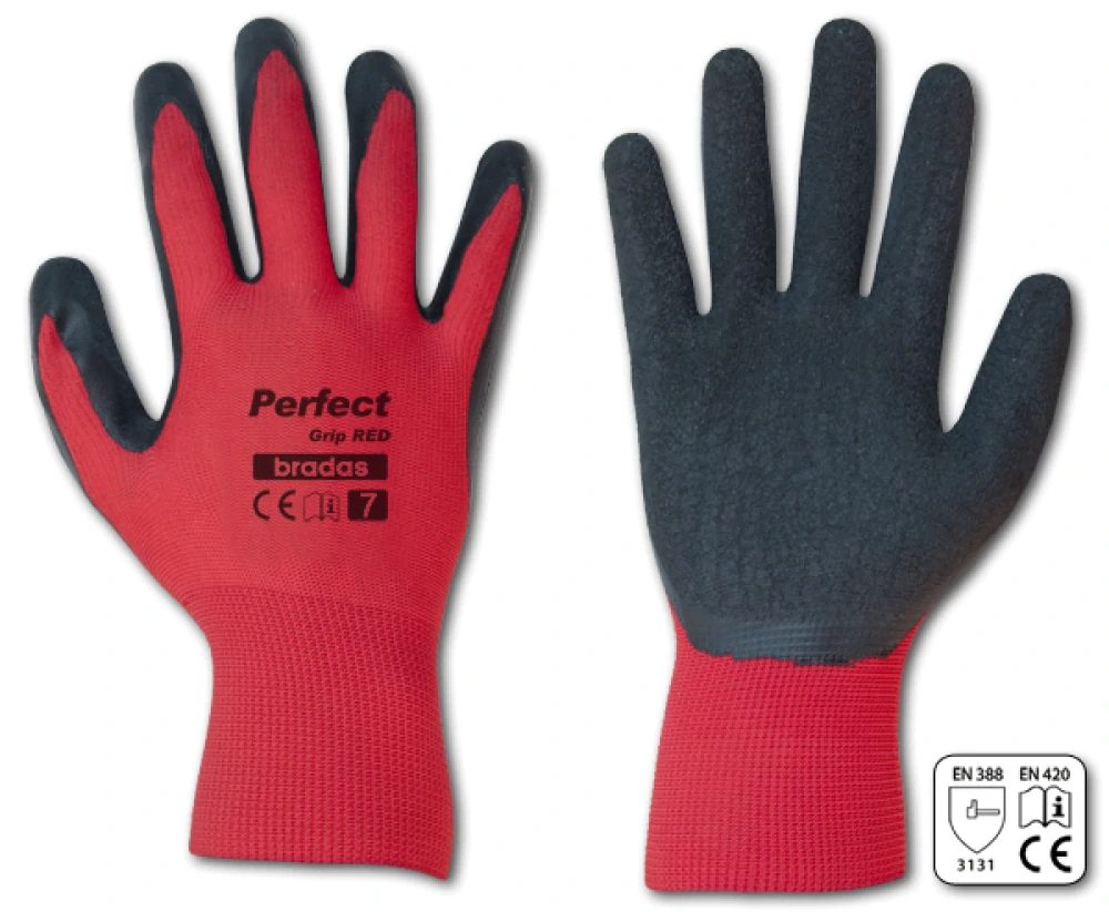 BRADAS PERFECT GRIP RED – ochranné pracovní rukavice s latexovou vrstvou, vel. 9