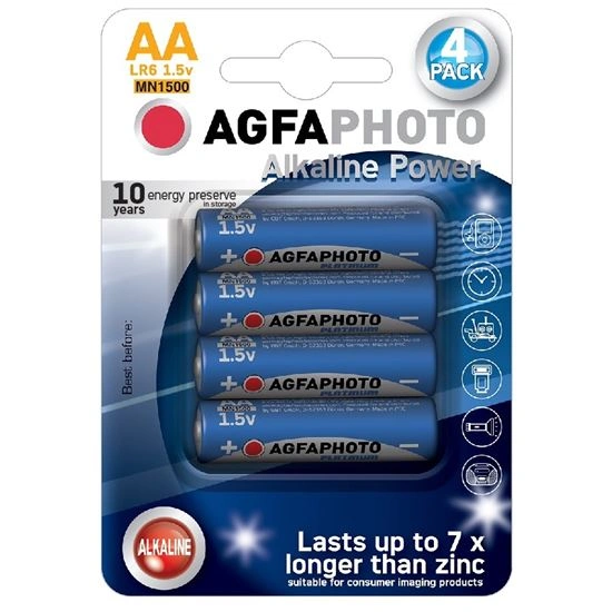AgfaPhoto Power Alkaline tužkové baterie AA (LR6), 1,5 V – 4 ks