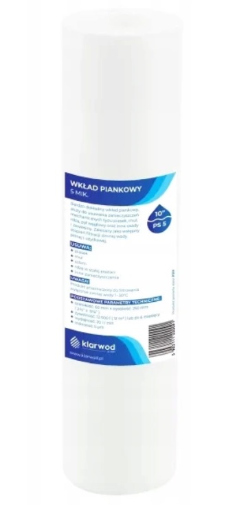Filtrační vložka 10" 5 mikronů – provázková polypropylenová | Klarwod