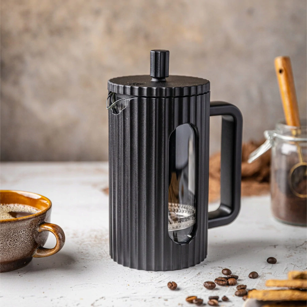 Klausberg KB-7746 – konvice 600 ml na kávu a čaj s nerezovým pístem - černá - french press 