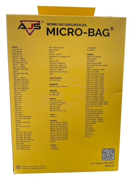 AJS Micro S-BAG - sáčky pro vysavače Bosch , Siemens - 12 ks + 1x filtr + 3x vůně