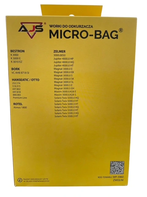 AJS Micro S-BAG - sáčky pro vysavače Zelmer Jupiter, Magnat, Solaris - 12 ks + 1x filtr + 3x vůně