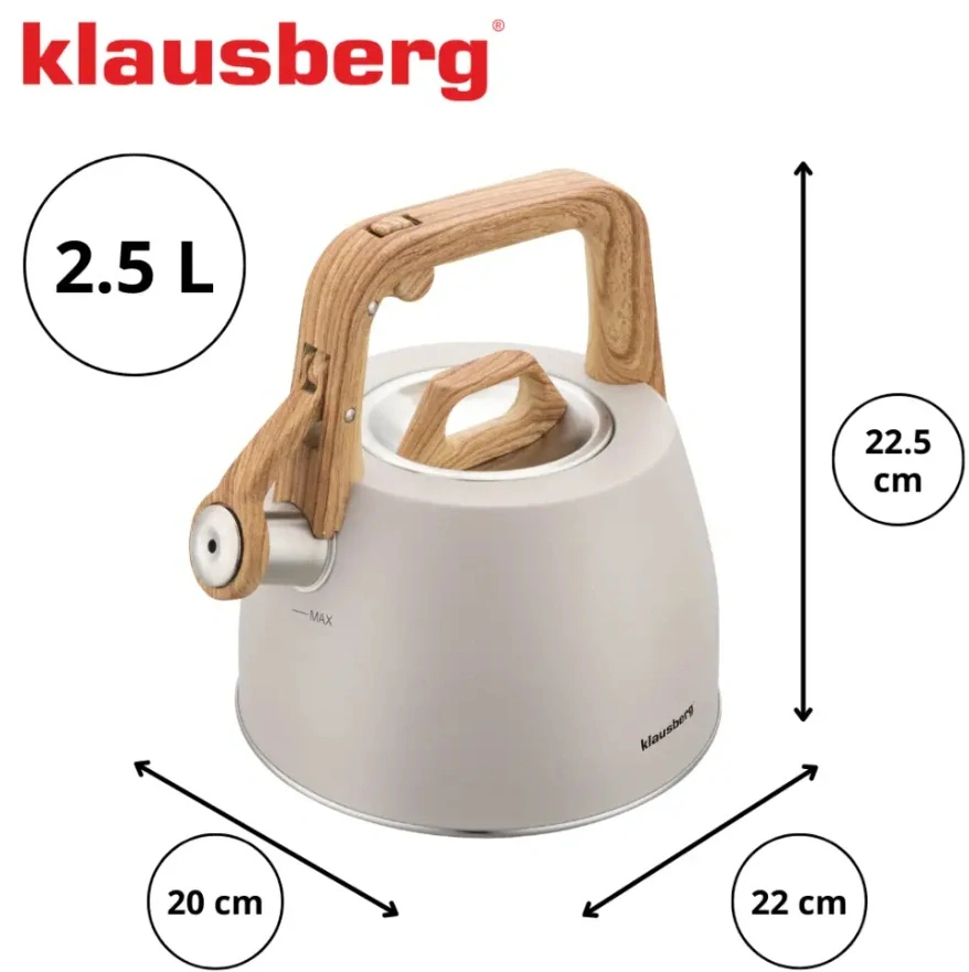 Pískací konvice na indukci Klausberg KB-7917 - 2,5l - béžová