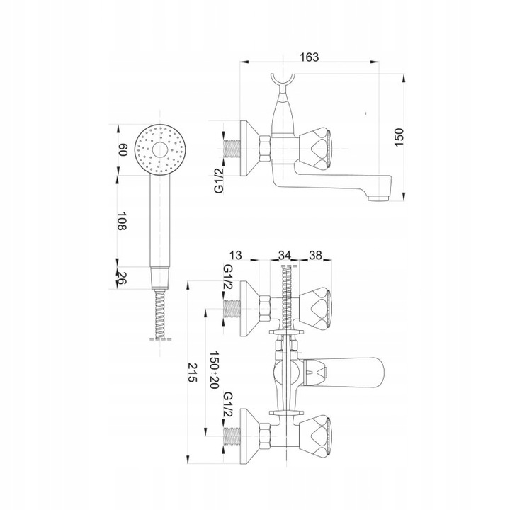 Kohoutková vodovodní baterie Hydroland - B101 - vanová