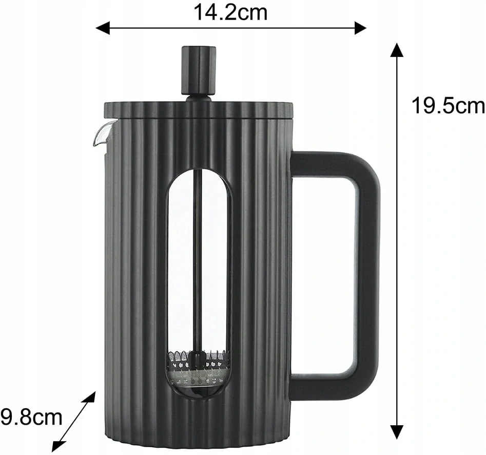 Klausberg KB-7746 – konvice 600 ml na kávu a čaj s nerezovým pístem - černá - french press 