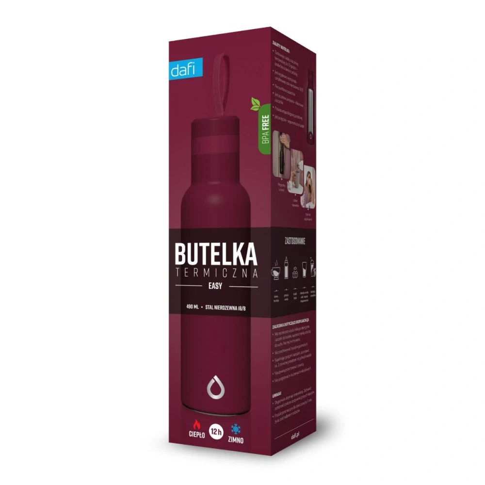 Termoska DAFI Thermal Bottle 0,5 l – burgundy nerezová láhev na teplé i studené nápoje