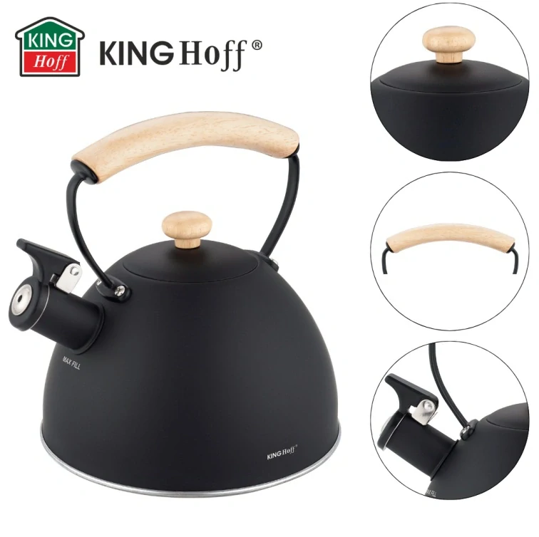 King Hoff konvice na sporák 2,5 l KH-1999 černá s dřevěným madlem