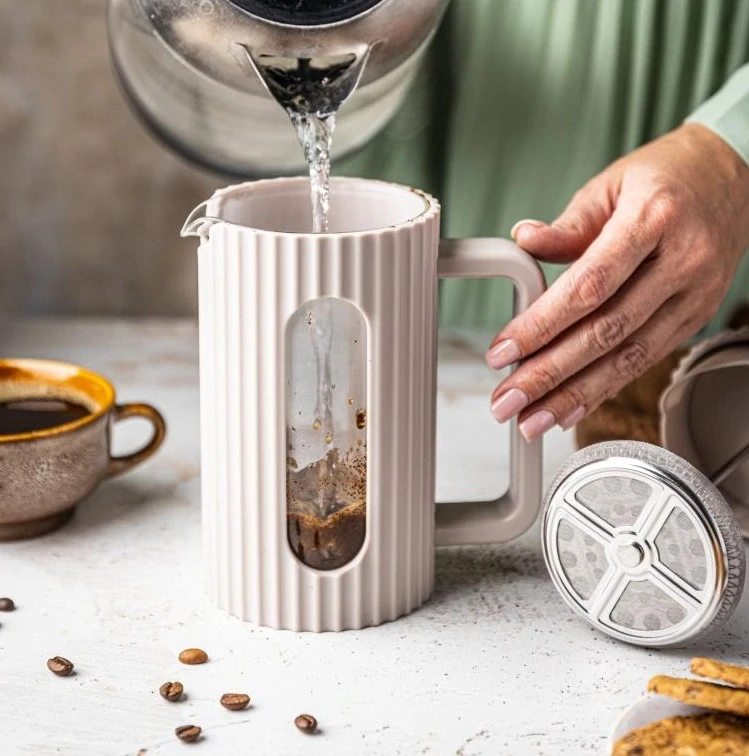 Klausberg KB-7749 – konvice 600 ml na kávu a čaj s nerezovým pístem - béžová - french press 