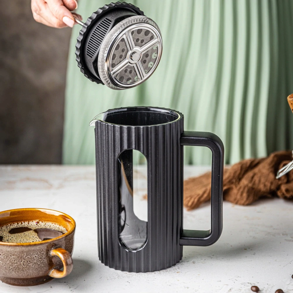 Klausberg KB-7746 – konvice 600 ml na kávu a čaj s nerezovým pístem - černá - french press 