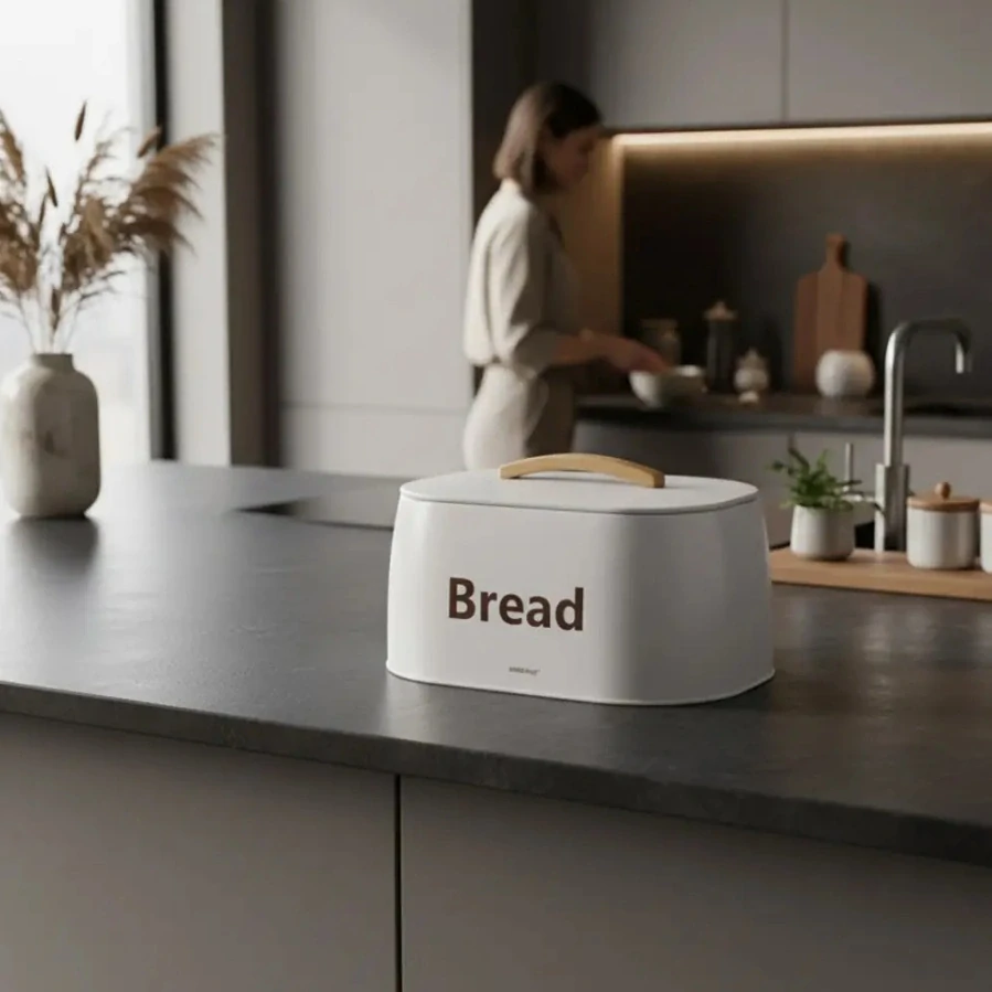 King Hoff chlebník KH-1947 - bílá/dřevo