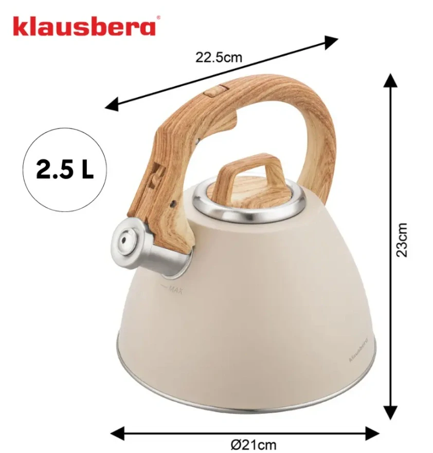 Pískací konvice na sporák Klausberg 2,5 l KB-7954 – béžová