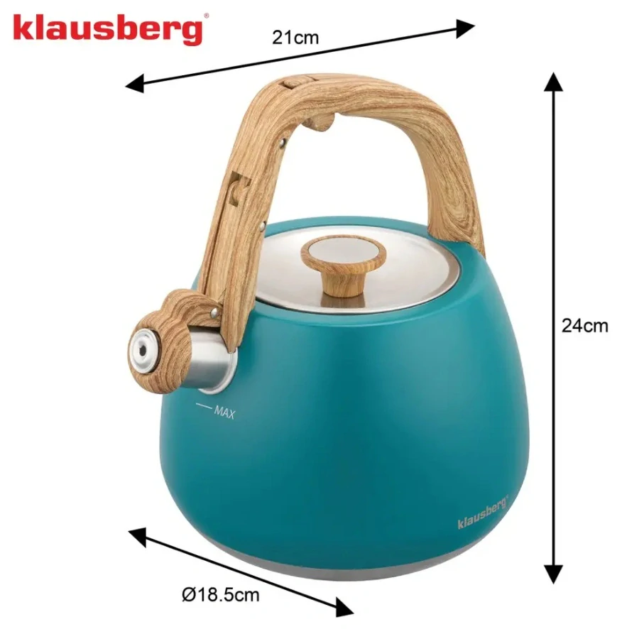 Pískací konvice na sporák Klausberg 2,5 l KB-9040 – tyrkysová