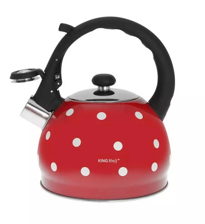 Pískací konvice na sporák King Hoff 2l KH-1049 - červená s puntíky