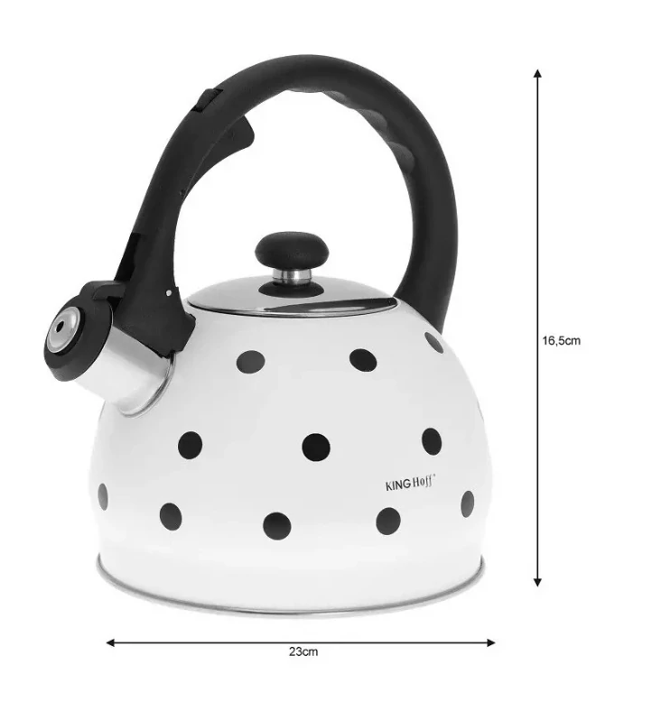 Pískací konvice na sporák King Hoff 2l KH-1050 - bílá s puntíky