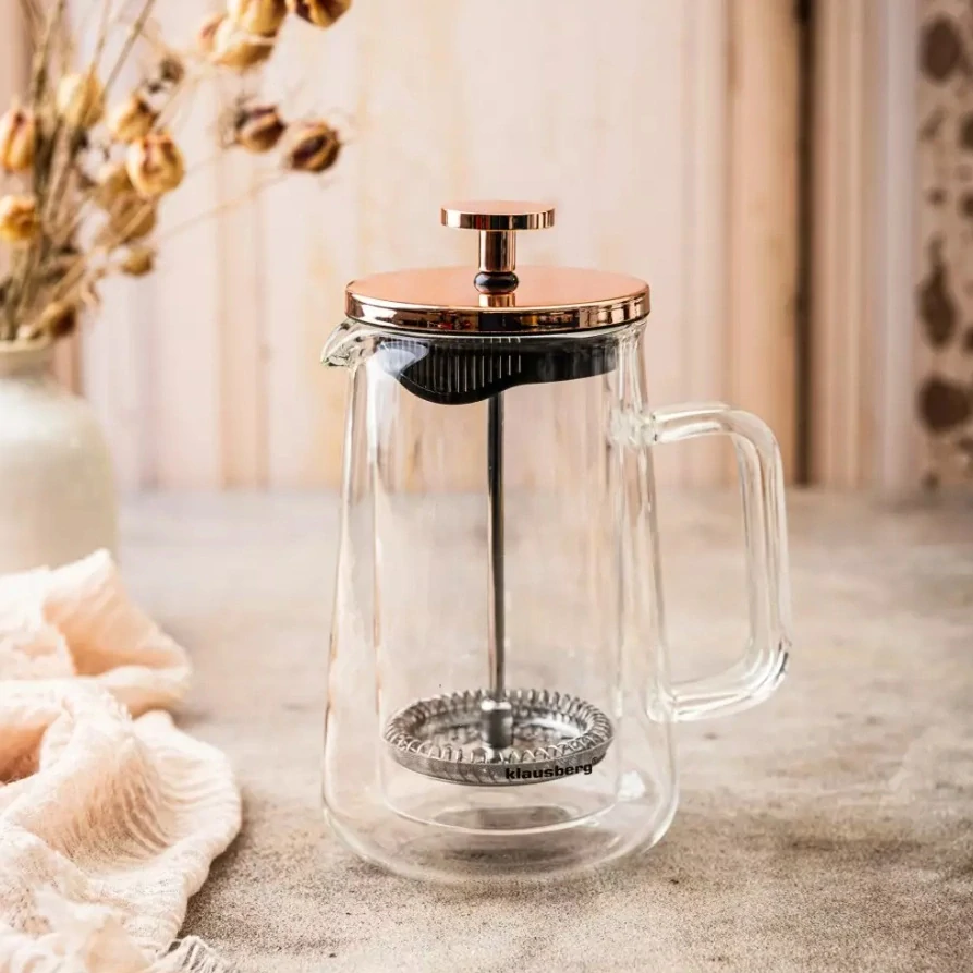 Klausberg KB-7723 – skleněná konvice 350 ml na kávu a čaj s nerezovým pístem - french press 