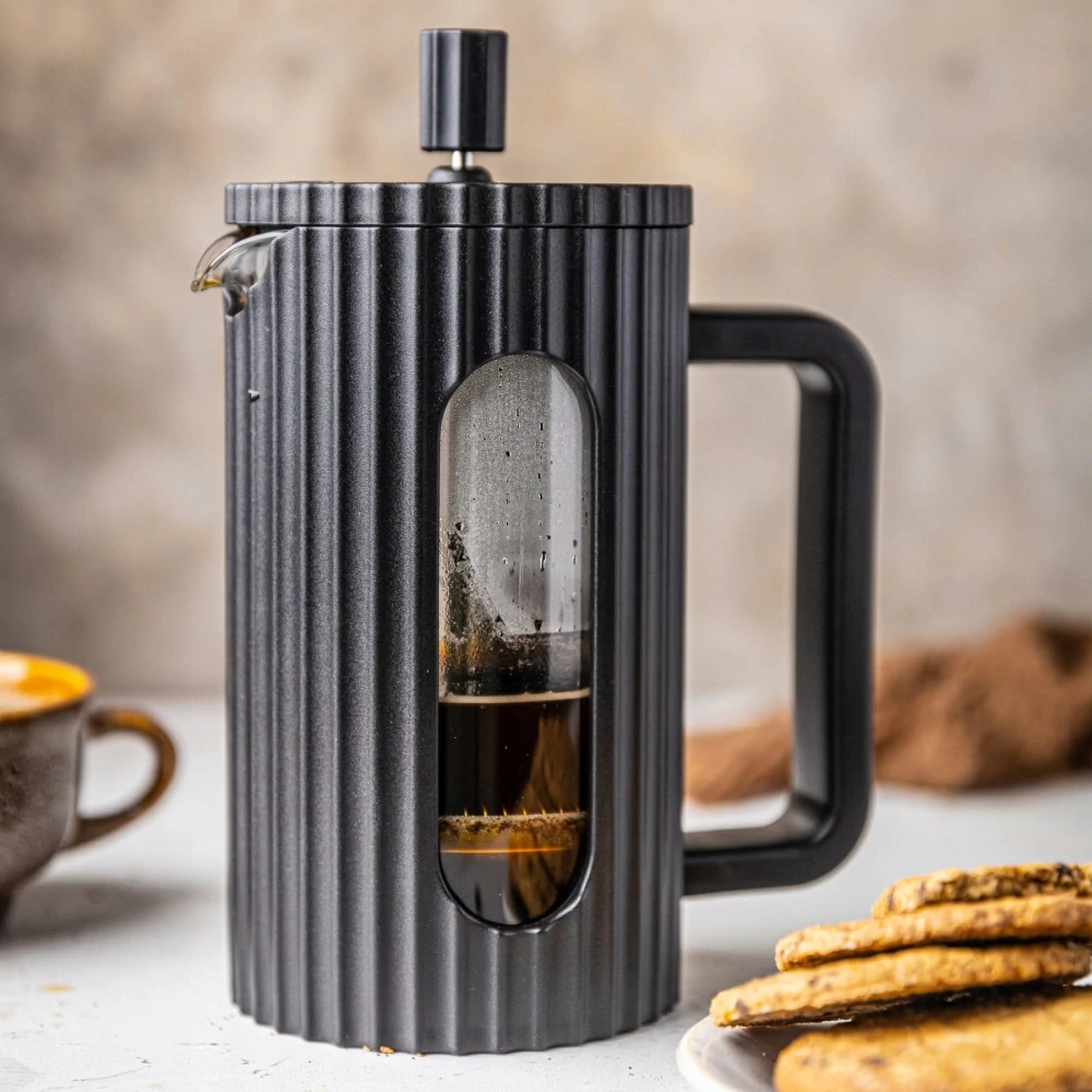 Klausberg KB-7746 – konvice 600 ml na kávu a čaj s nerezovým pístem - černá - french press 