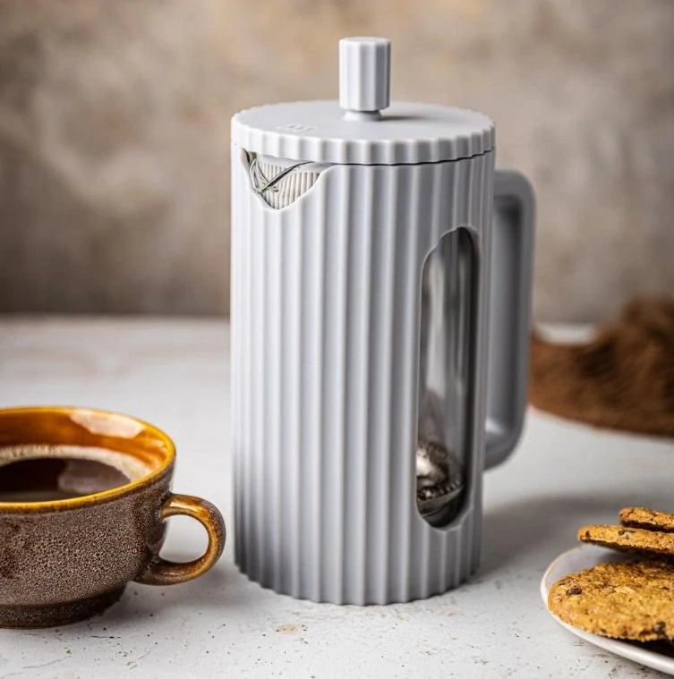 Klausberg KB-7747 – konvice 600 ml na kávu a čaj s nerezovým pístem - šedá - french press 