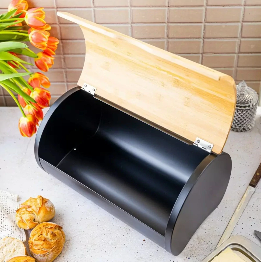Klausberg chlebník KB-7712 - černý/dřevo 