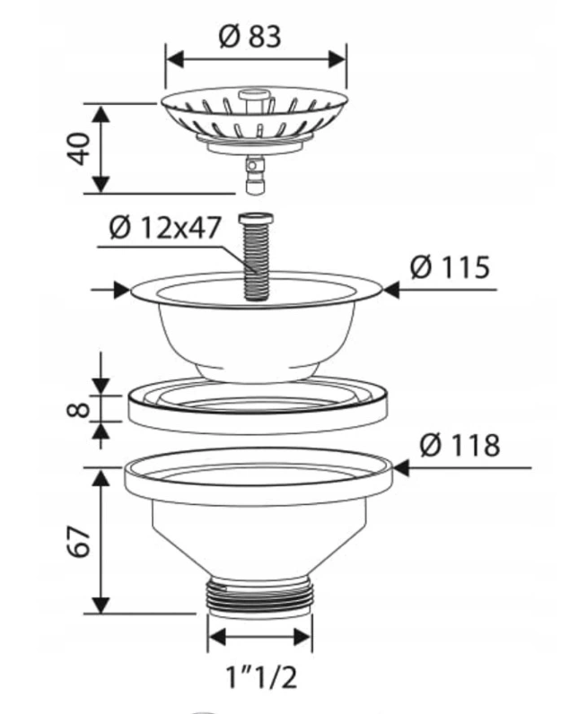 Dřezová výpusť FRANKE 1 1/2" odtok + koš