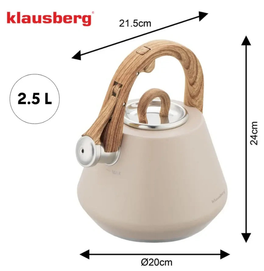Pískací konvice na indukci Klausberg 2,5 l KB-7950 - béžová