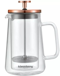 Klausberg KB-7723 – skleněná konvice 350 ml na kávu a čaj s nerezovým pístem - french press 