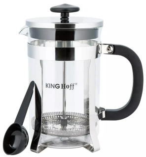 King Hoff KH-4837 – skleněná konvice 600 ml na kávu a čaj s nerezovým pístem