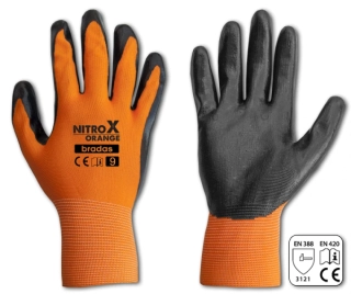 BRADAS NITROX ORANGE – ochranné nitrilové pracovní rukavice, vel. 9
