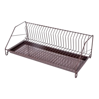 Jednopatrový odkapávač na nádobí hnědý 50 cm s odkapávací miskou