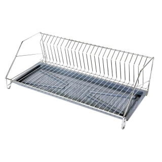 Jednopatrový odkapávač na nádobí chrom 50 cm s odkapávací miskou