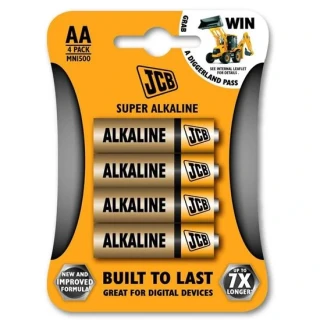 JCB Super Alkaline tužkové baterie AA (LR6), 1,5 V – 4 ks
