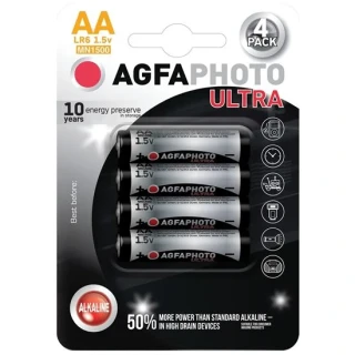 AgfaPhoto Ultra Alkaline tužkové baterie AA (LR6), 1,5 V – 4 ks