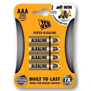 JCB Super Alkaline mikrotužkové baterie AAA (LR03), 1,5 V – 4 ks