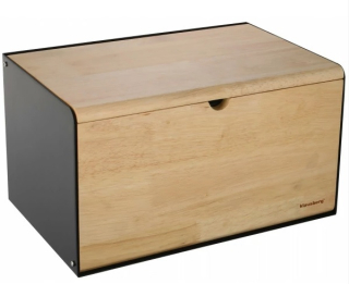 King Hoff KH 1071 Scatola Per Pane In Legno E Acciaio Inox Con Tagliere In Bambù – 35x20.4x21.5 Cm – Elegante E Pratica